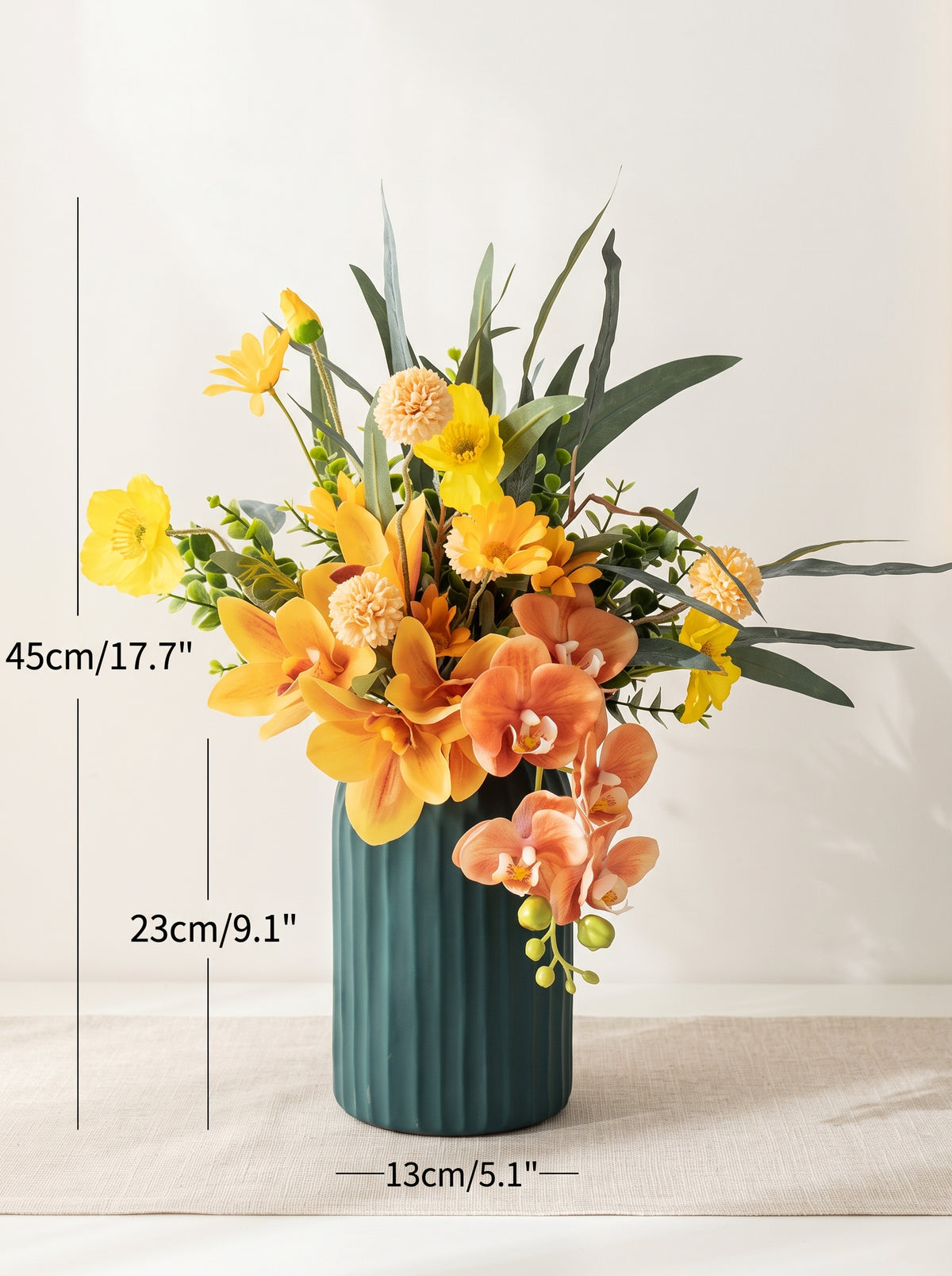 Vintage Golden Orchid Spray Faux Floral Arrangement