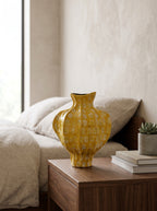 Artistic Fluted Yellow Spotted Vase