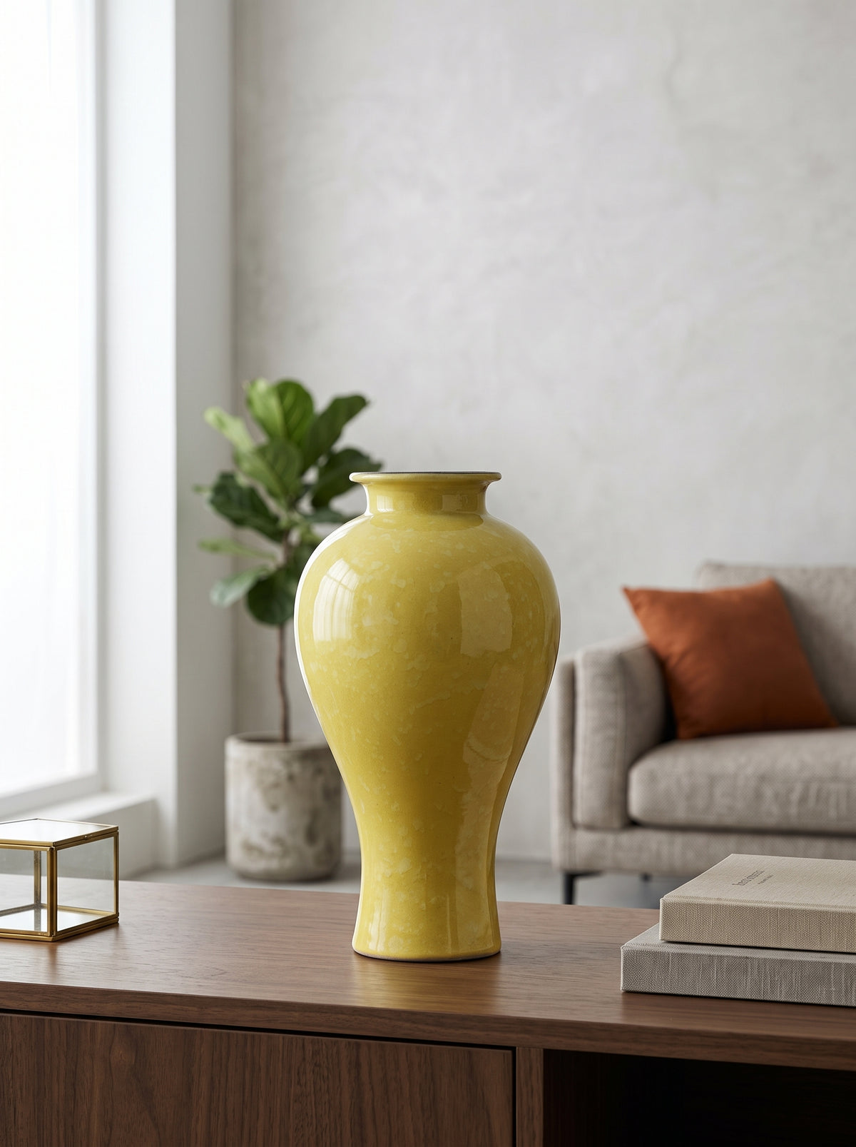 Imperial Yellow Glazed Ceramic Meiping Vase