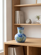 Hand-painted Royal Blue Floral Ceramic Vase