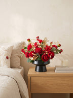 Luxury Red Rose and Golden Berry Faux Floral Arrangement