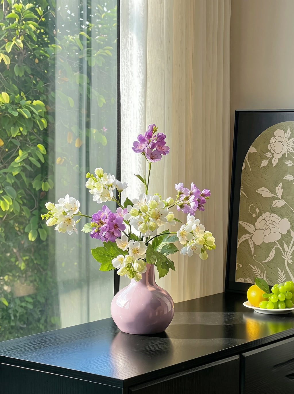 Vibrant Spring Apple Blossom Botanical Artificial Floral Arrangement