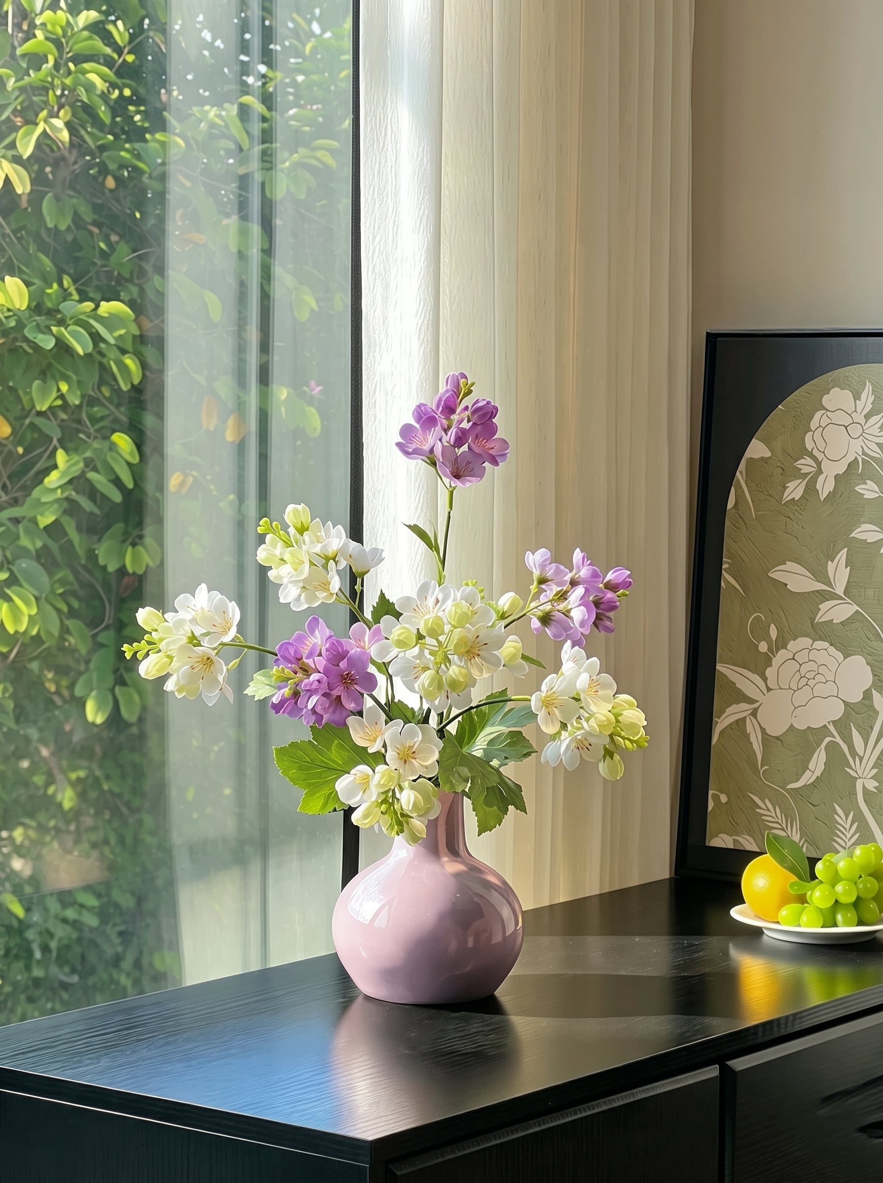 Vibrant Spring Apple Blossom Botanical Artificial Floral Arrangement