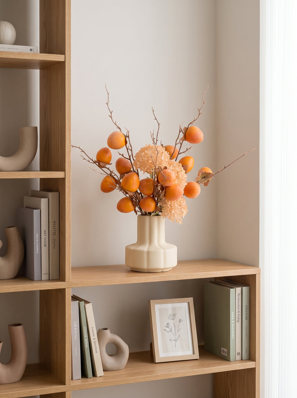 Nordic Golden Persimmon Harvest Faux Floral Arrangement