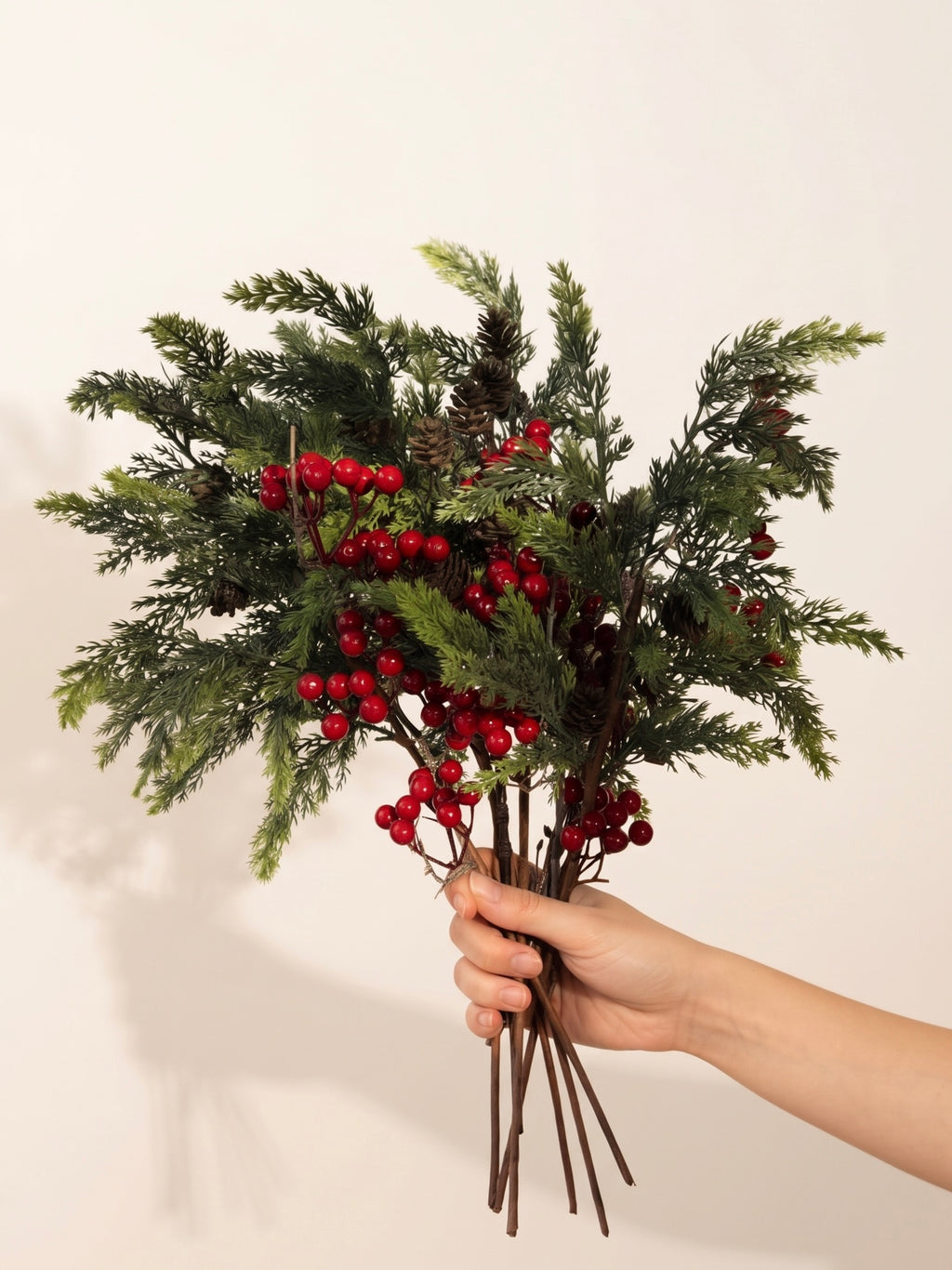 Nordic Red Berry and Cedar Botanical Faux Floral Arrangement