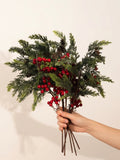 Nordic Red Berry and Cedar Botanical Faux Floral Arrangement