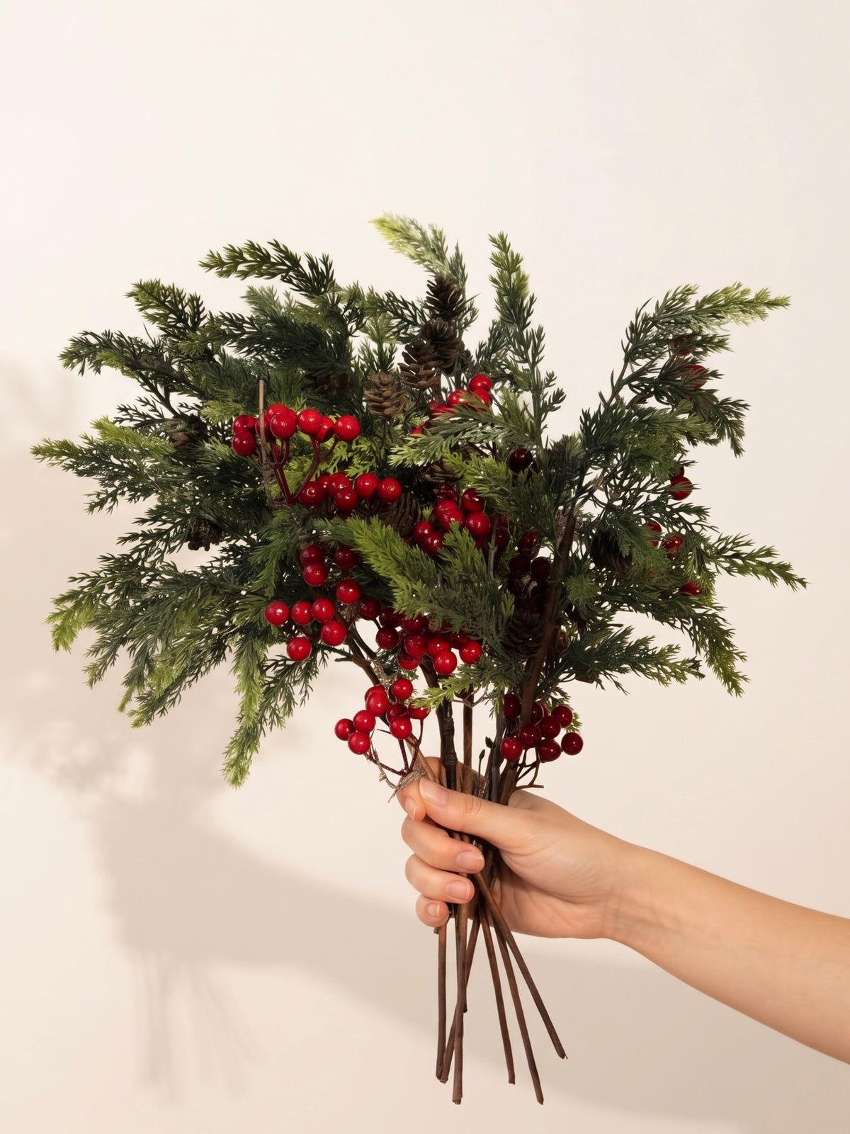 Nordic Red Berry and Cedar Botanical Faux Floral Arrangement