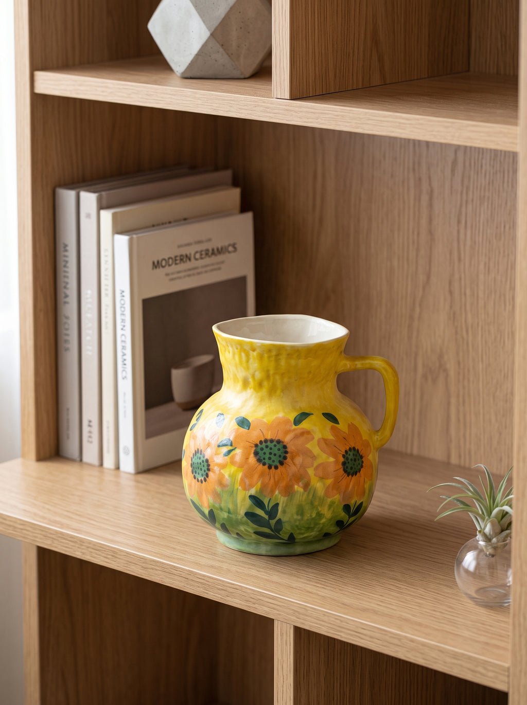 Hand-painted Sunflower Ceramic Pitcher Vase