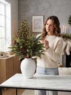 Nordic Red Berry and Cedar Botanical Faux Floral Arrangement
