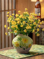 French Country Hand-painted Sunflower Ceramic Vase
