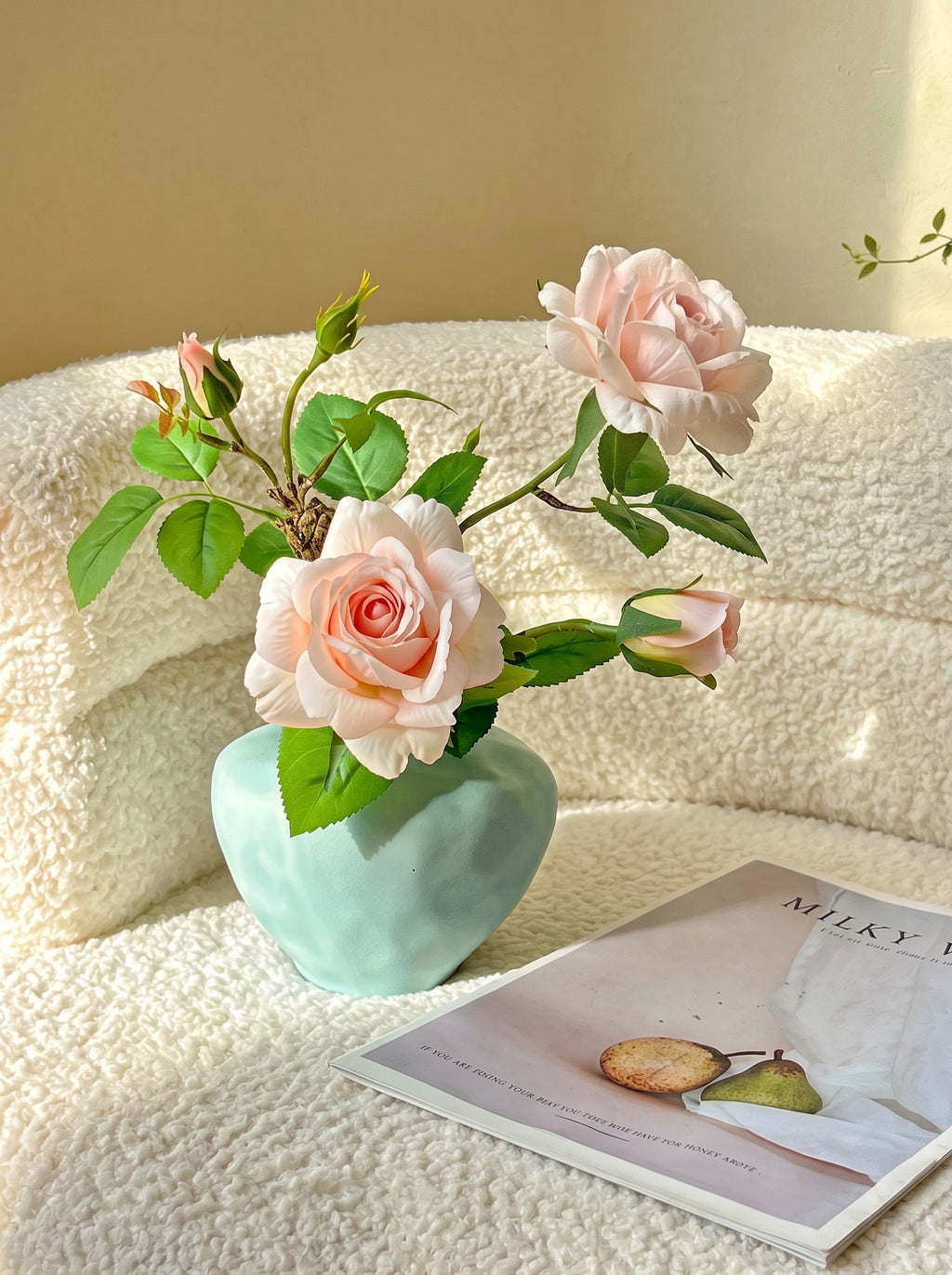 Elegant Blush Pink Rose Aesthetic Artificial Floral Arrangement