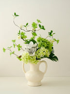 Nordic Magnolia and Green Hydrangea Botanical Faux Floral Arrangement
