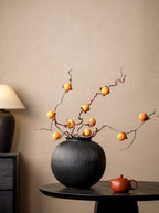 Artisanal Matte Black Fluted Vase