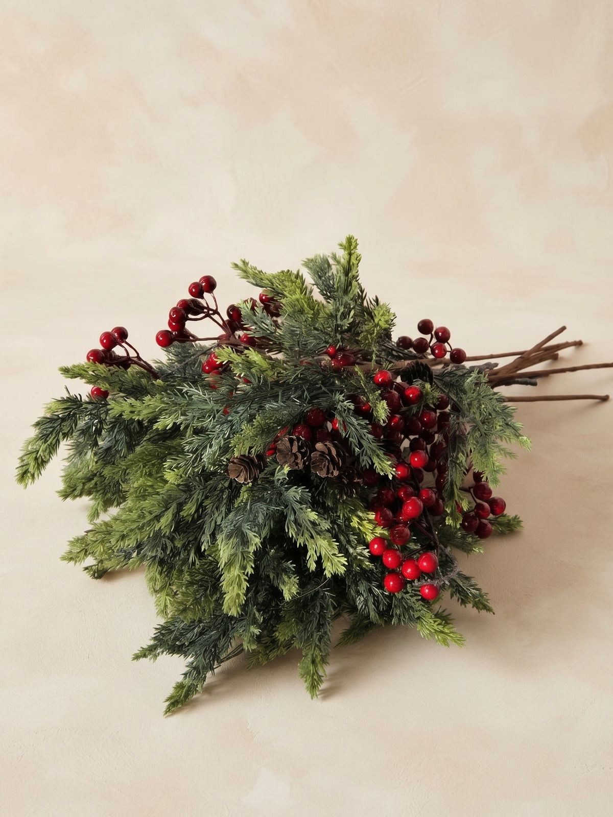 Nordic Red Berry and Cedar Botanical Faux Floral Arrangement