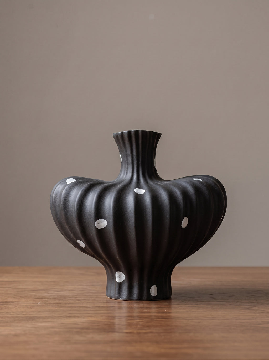 Modern Matte Black Polka Dot Sculptural Vase