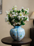 Vintage Fluted Speckled Glazed Sculptural Vase