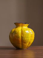 Vintage Fluted Speckled Glazed Sculptural Vase
