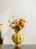 Artistic Fluted Yellow Spotted Vase