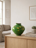 Hand-Painted Golden Osmanthus Emerald Vase