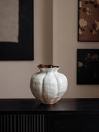 Nordic Glossy White Fluted Sculptural Vase
