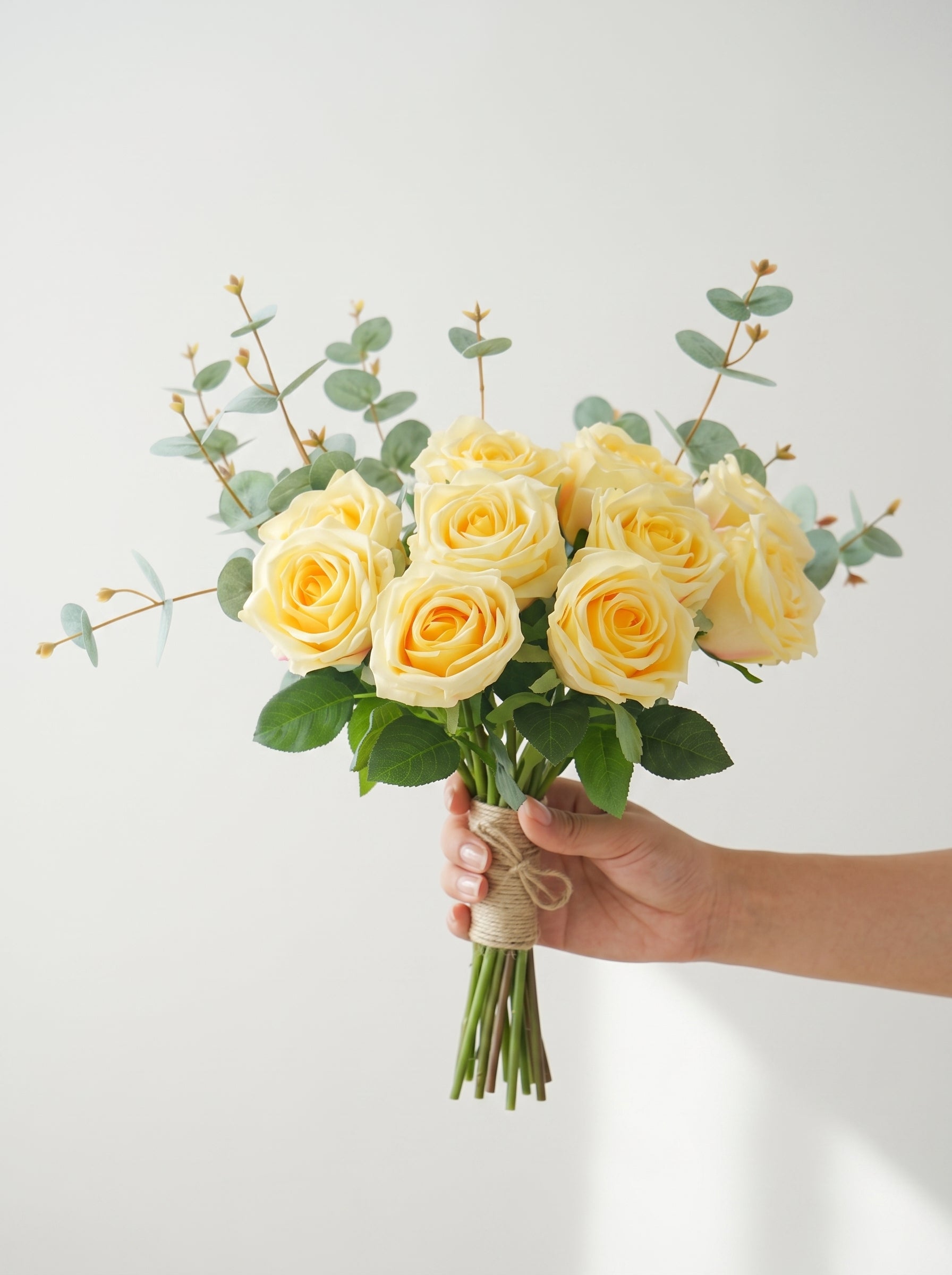 Serene Butter Yellow Rose Spray Faux Floral Arrangement