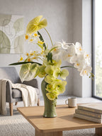 Zen Butterfly Orchid and Anthurium Faux Floral Arrangement