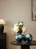 Hand-Painted Hydrangea Blue Double-Handle Vase