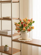 Vintage Oil-Paint Rose Elegance Faux Floral Arrangement
