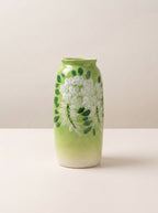 French Country Spring Green Blossom Ceramic Vase