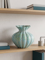 Artisanal Fluted Mint Blue Vase