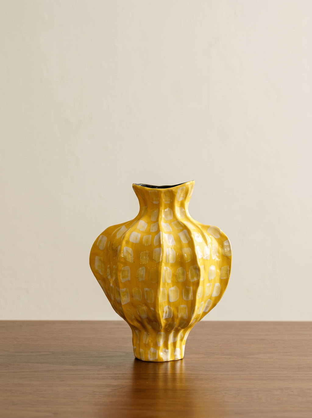 Artistic Fluted Yellow Spotted Vase