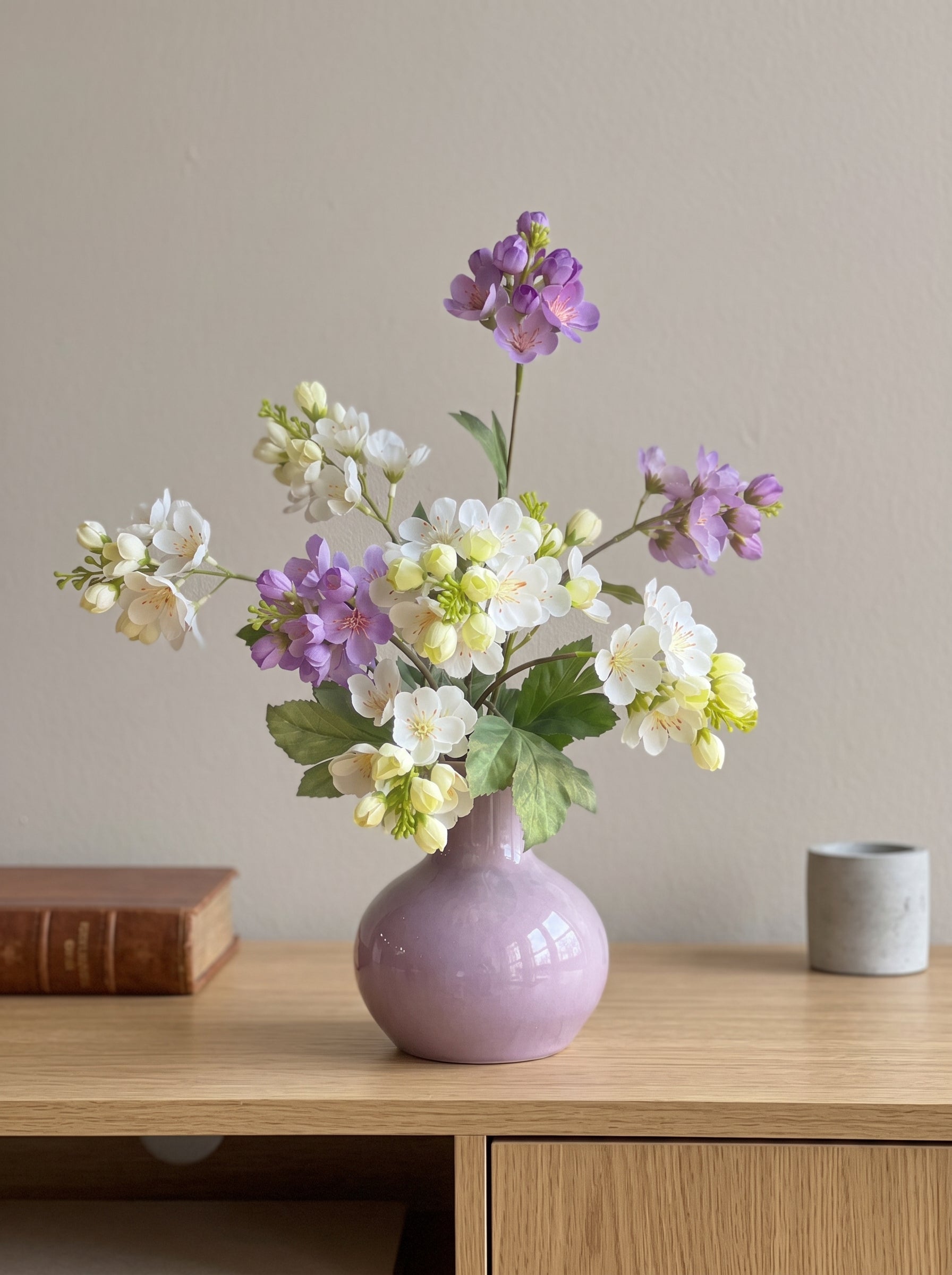 Vibrant Spring Apple Blossom Botanical Artificial Floral Arrangement