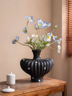 Modern Matte Black Polka Dot Sculptural Vase