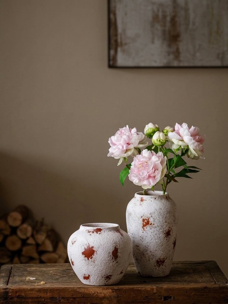 Wabi-Sabi Weathered Terracotta Vase