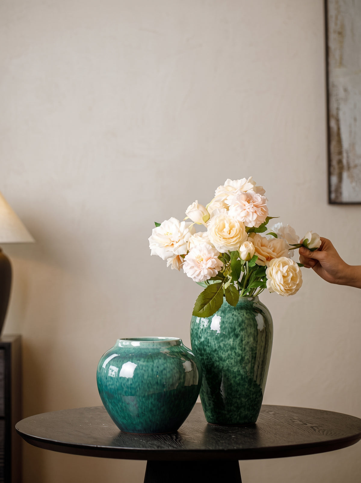 Artisanal Handcrafted Emerald Glazed Vase