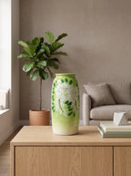 French Country Spring Green Blossom Ceramic Vase