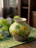 French Country Hand-painted Sunflower Ceramic Vase