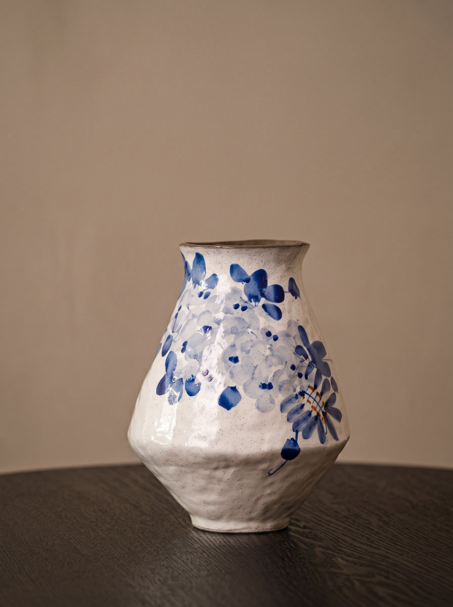 Vintage Blue Wisteria Handcrafted Ceramic Vase