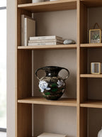 Hand-Painted White Lotus Two-Handled Vase