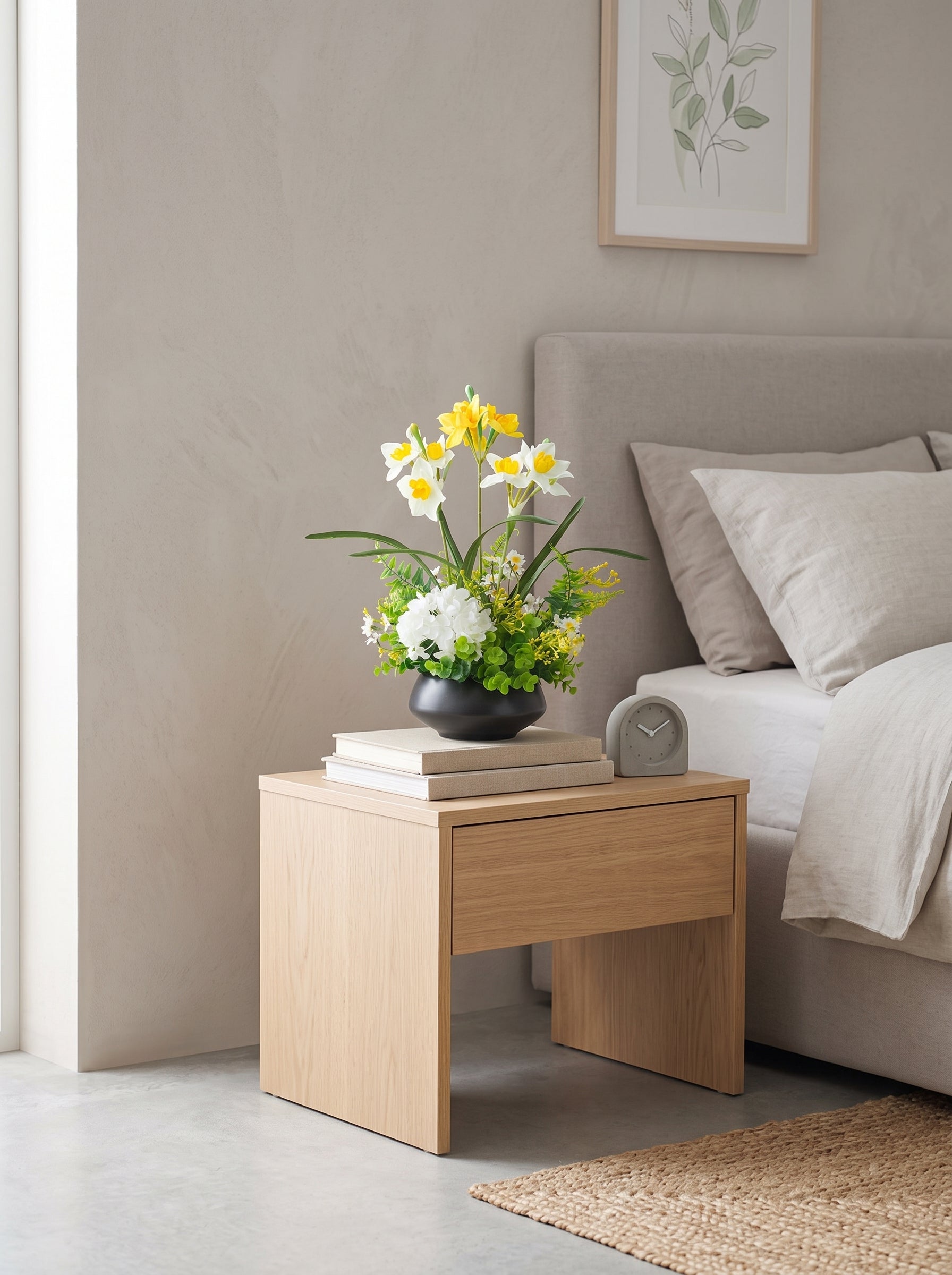 Serene Yellow Daffodil Spray Faux Floral Arrangement