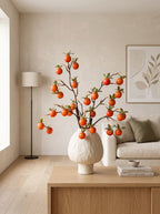 Golden Autumn Persimmon Fruit Botanical Branch Artificial Floral Arrangement