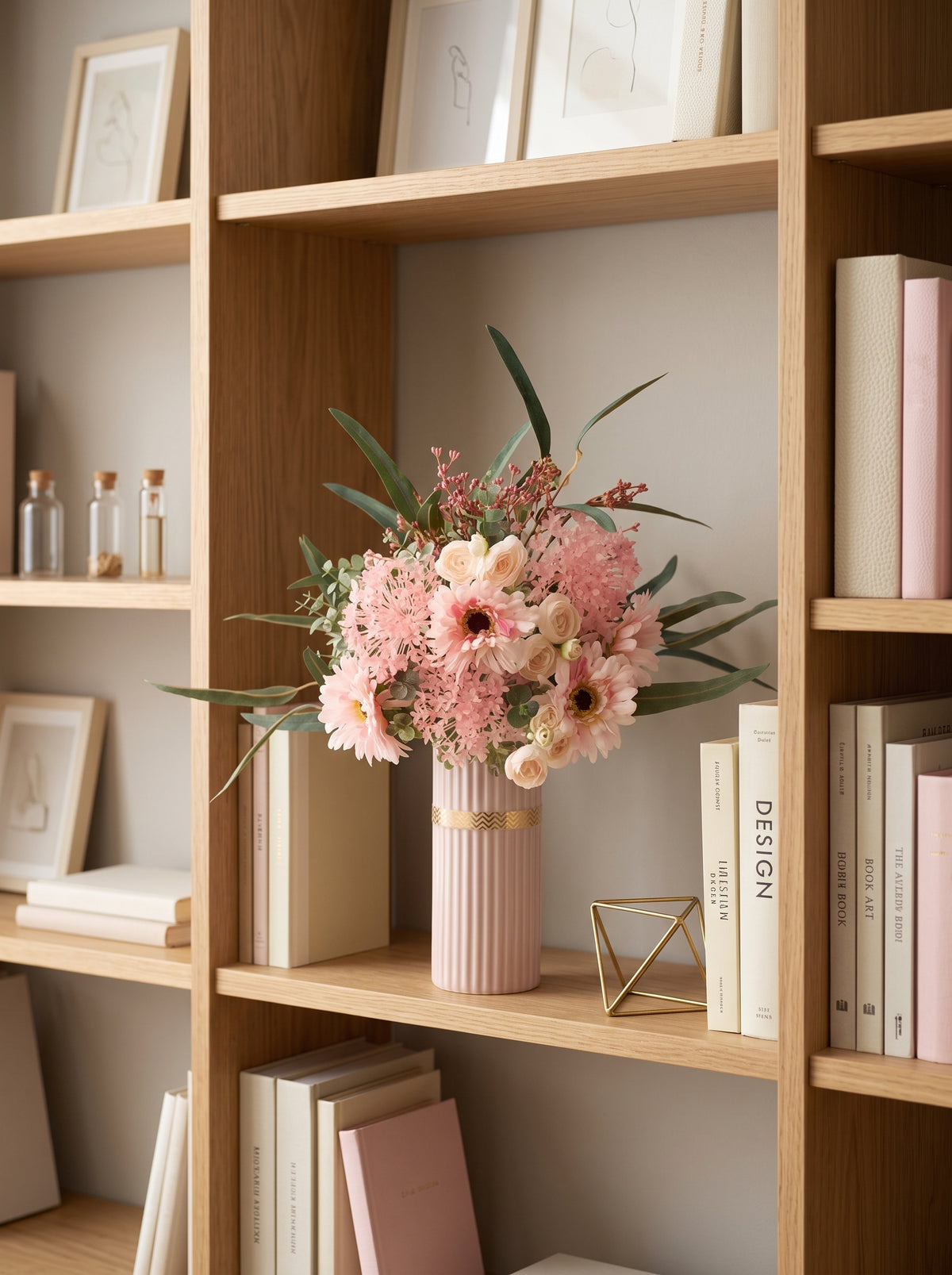 Nordic Blush Daisy and Rose Faux Floral Arrangement
