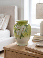 French Country Hand-painted White Jasmine Ceramic Vase
