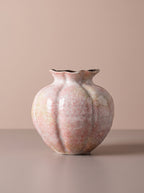 Vintage Fluted Speckled Glazed Sculptural Vase