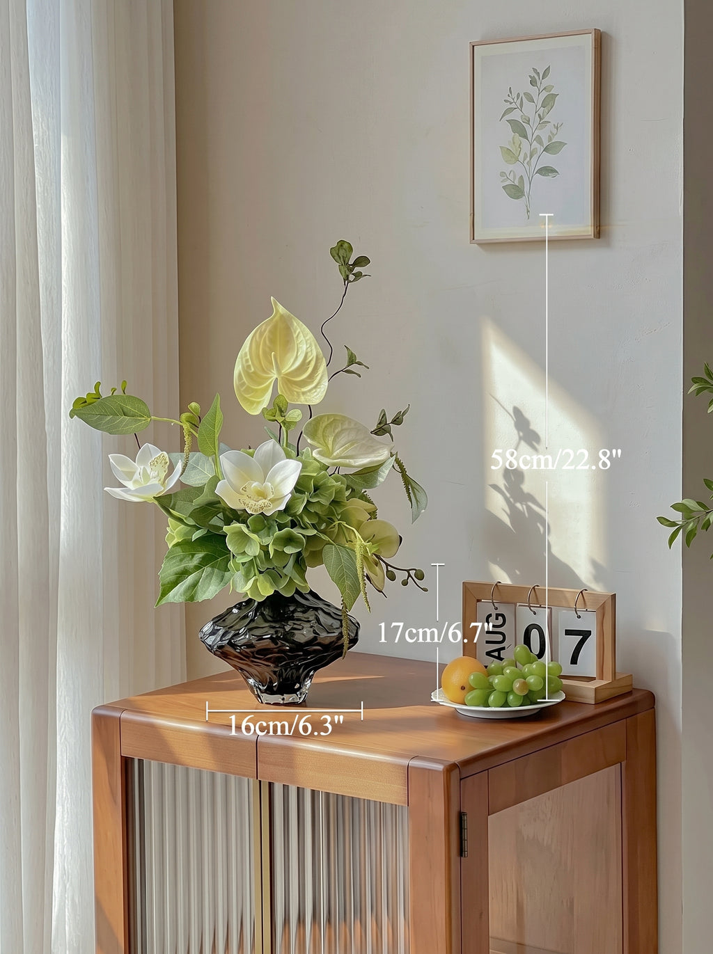 Serene Forest Anthurium Orchid Botanical Faux Floral Arrangement