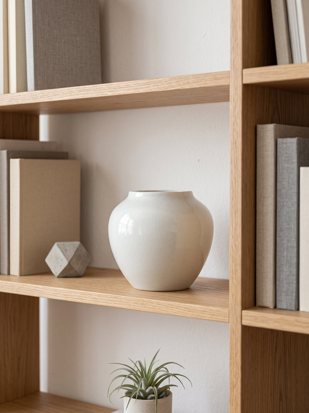 Minimalist White Crackle Glaze Ceramic Vase