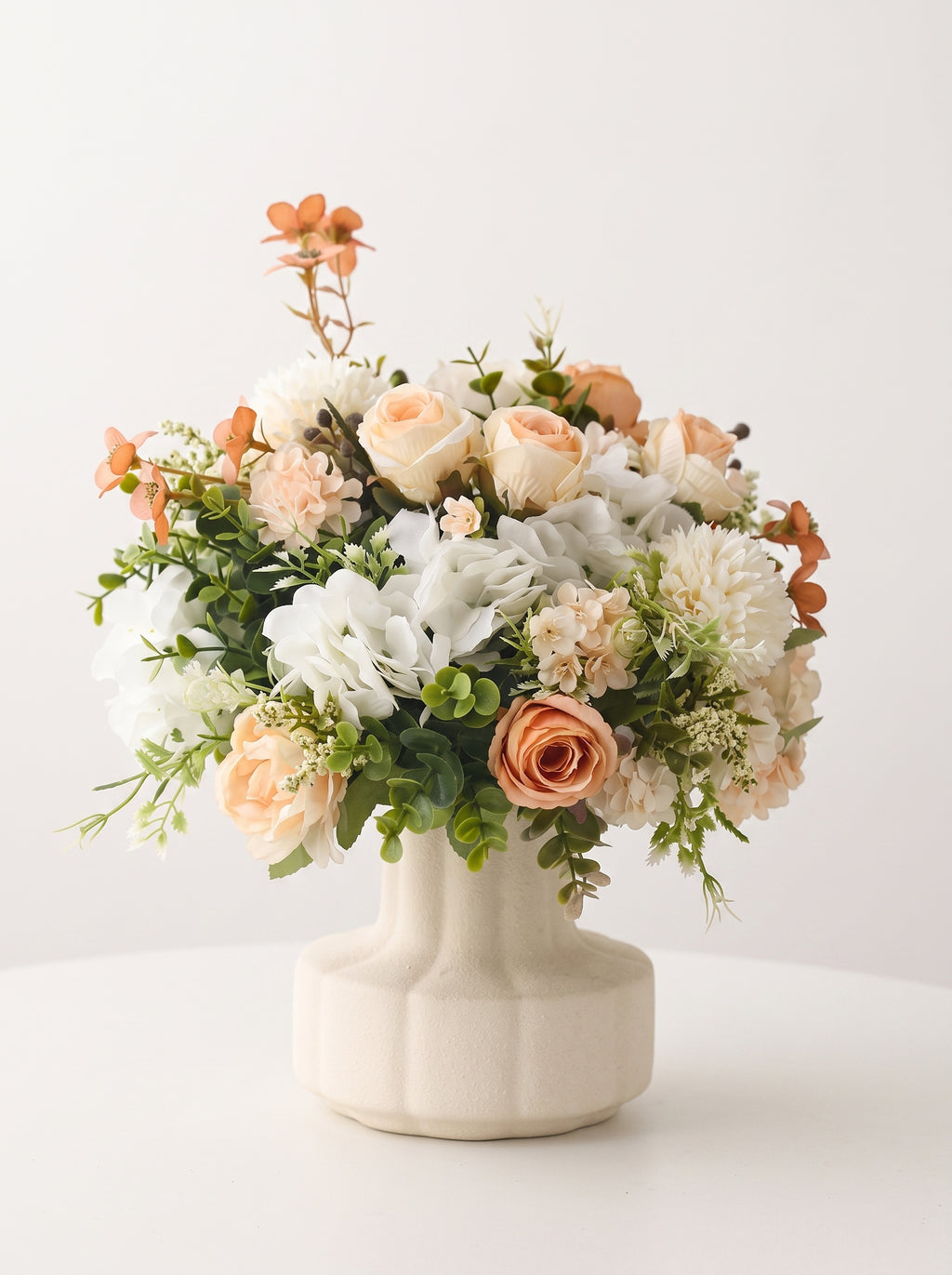 Luxury French Champagne Rose Hydrangea Botanical Artificial Floral Arrangement