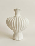 Artisan Speckled Cream Fluted Sculptural Ceramic Vase