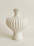 Artisan Speckled Cream Fluted Sculptural Ceramic Vase