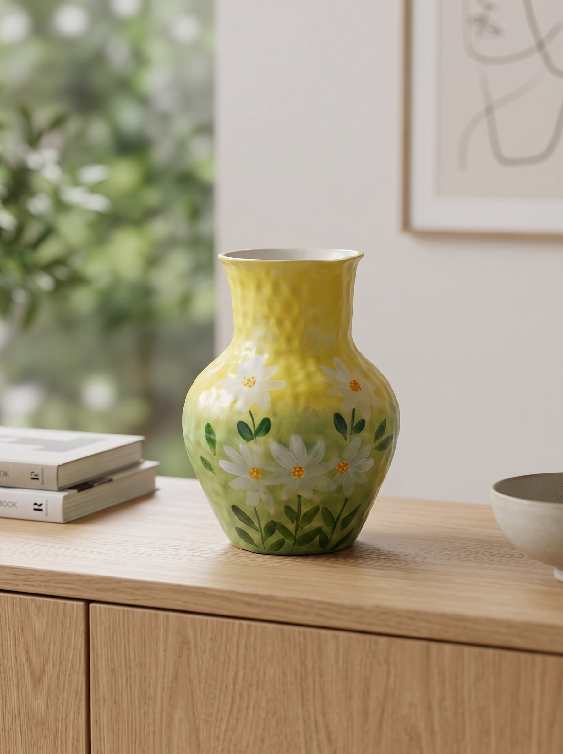 Hand-painted Sunshine Meadow Floral Ceramic Vase